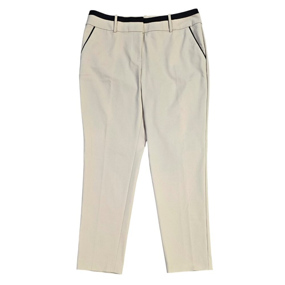 Ann Taylor NWT Tan Contrast Trim Curvy Fit Ankle Pant Capsule Neutral FLAW